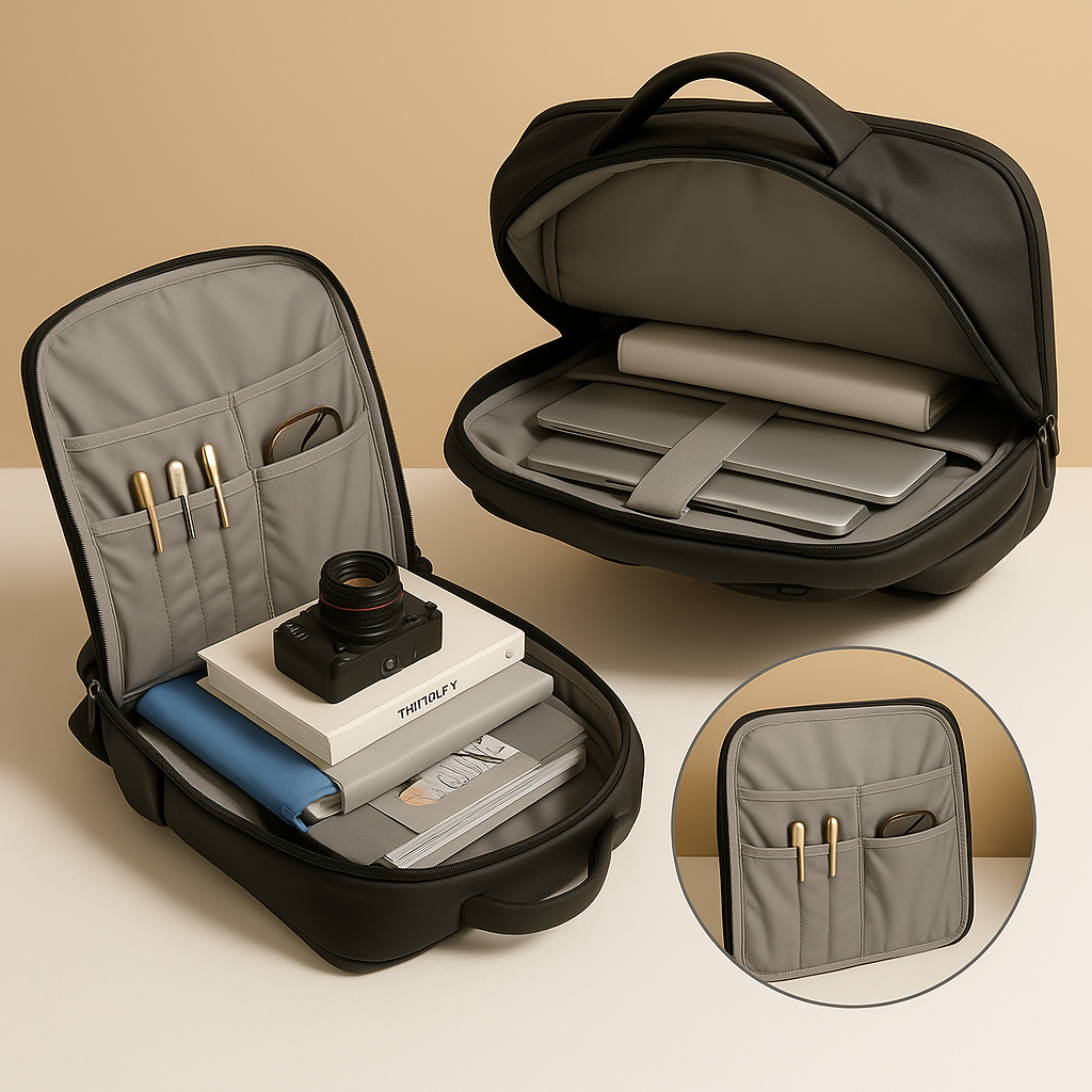 Men’s expandable carry-on backpack with USB port, luggage-style opening, and waterproof compartments for business or weekend travel