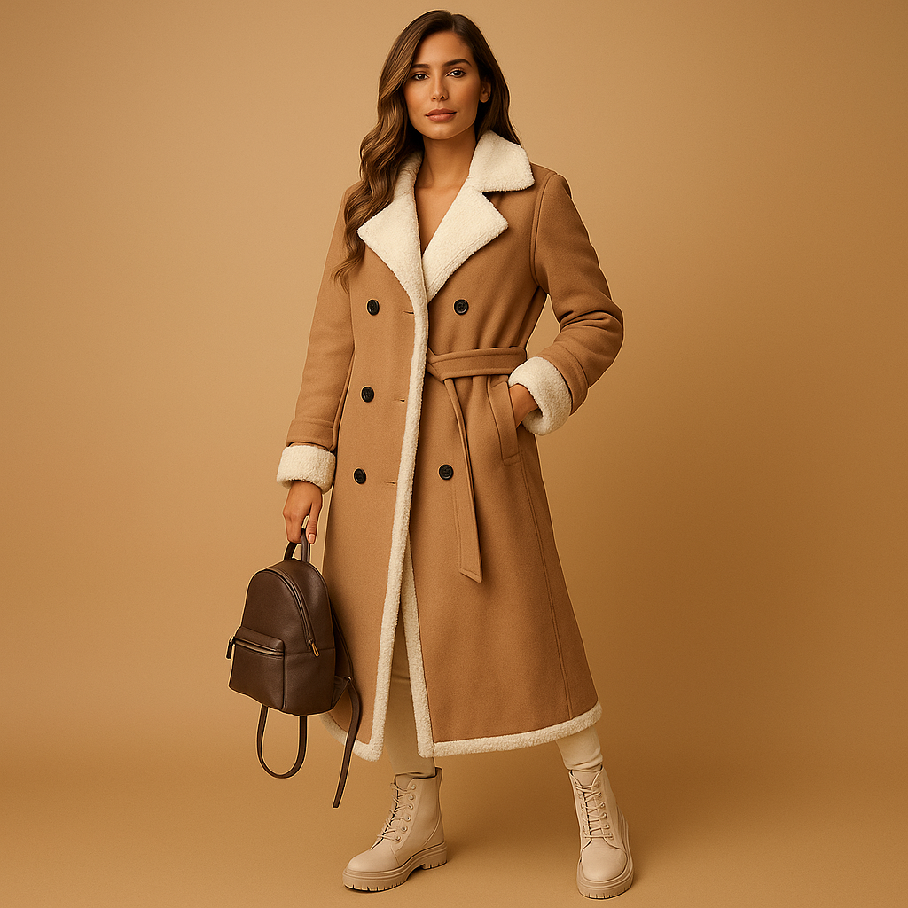 Elegant long cashmere winter coat with lapel collar | Isabelle 4