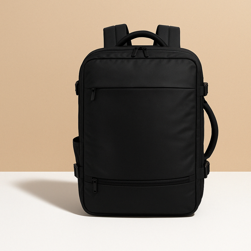 Men’s expandable carry-on backpack with USB port, luggage-style opening, and waterproof compartments for business or weekend travel